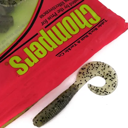 Chompers Single Tail Grub Esca Siliconica, Pepper, 13pz, Curl Tail, #10067