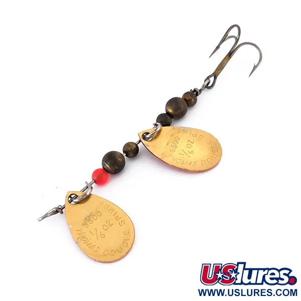 Thomas Double Spinn Cucchiaino rotante, Oro / Rosso, 5g, USA, #10133