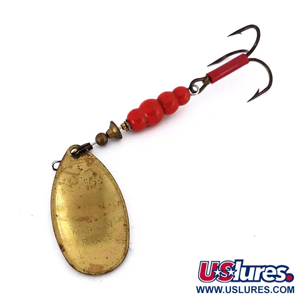 Mepps Aglia 5 Cucchiaino, Rosso / Bianco / Ottone, 14g, #10136