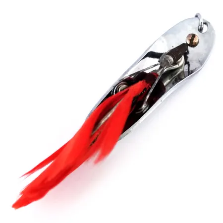 Pflueger Chum Weedless Spoon Ondulante, Nichel/Rosso, 8g, Piume, #10600