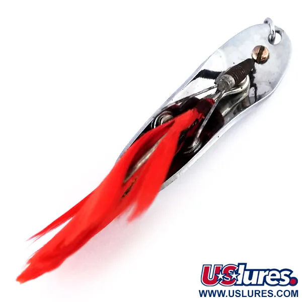 Pflueger Chum Weedless Spoon Ondulante, Nichel/Rosso, 8g, Piume, #10600