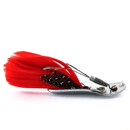 Pflueger Chum Weedless Spoon Ondulante, Nichel/Rosso, 8g, Piume, #10600