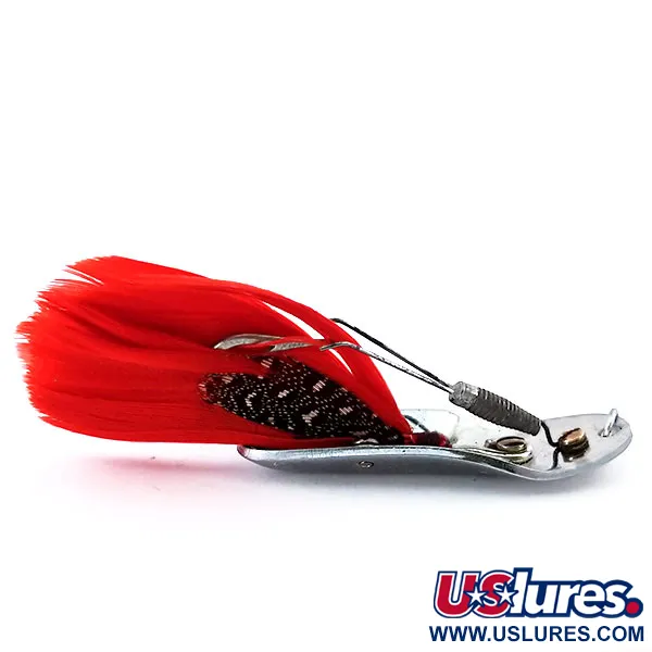 Pflueger Chum Weedless Spoon Ondulante, Nichel/Rosso, 8g, Piume, #10600