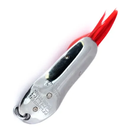 Pflueger Chum Weedless Spoon Ondulante, Nichel/Rosso, 8g, Piume, #10600