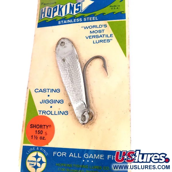 Hopkins shorty 150 Jig Lure, Nickel martellato, 42g, Amo singolo, #10617