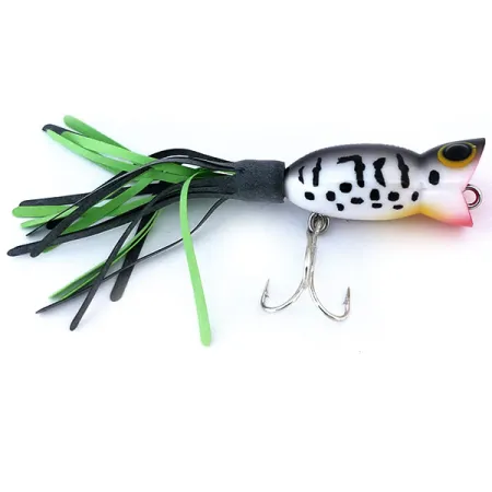 Fred Arbogast Hula Popper Esca Topwater, Nero/Bianco, 5g, #10701