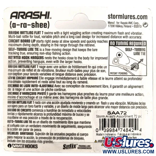 Storm Arashi Rattling Flat 7 Crankbait, Blu/Argento, 12g, #11347