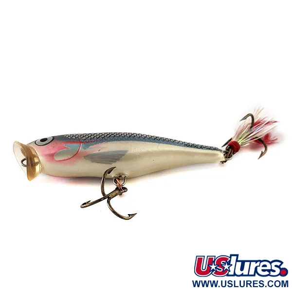 Rapala Skitter Pop SP 07 Popper, Silver Black, 7g, Ancoretta Piumata, #11372