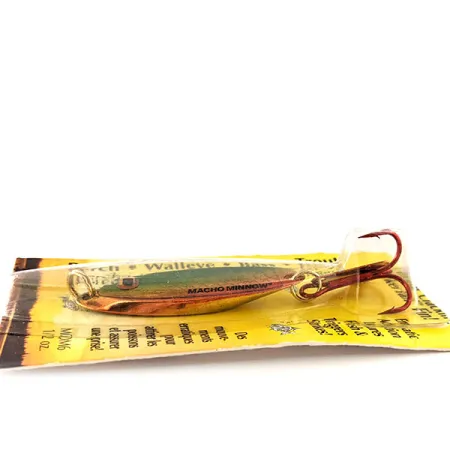 Northland Macho Minnow Jig Lure, Rosso/Verde/Oro, 14g, KickerTail, #11395