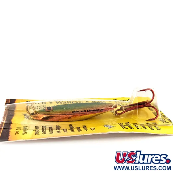 Northland Macho Minnow Jig Lure, Rosso/Verde/Oro, 14g, KickerTail, #11395