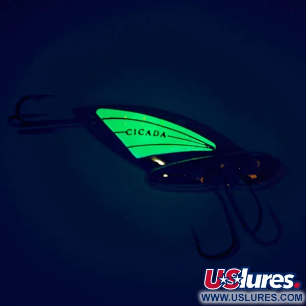 Reef Runner Cicada Blade Bait, Nichel / Verde, 6g, Ala Glow, #11430