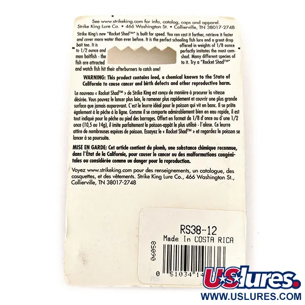 Strike King Rocket Shad Spinnerbait, Argento, 11g, Lancio Lungo, #RS38-12