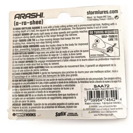 Storm Arashi Rattling Square 5 Crankbait, Red Craw, 18g, rattling, #11672