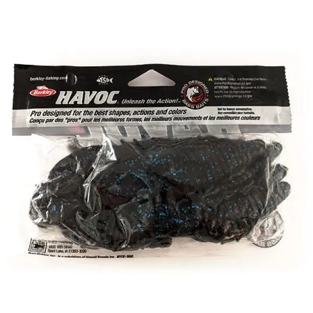 Berkley Havoc Craw Fatty Esca siliconica, Black Blue Fleck, 10cm, #11699