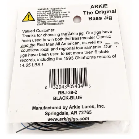 Arkie Lures Weedless Arkie Jig The Original, Nero/Blu, 7g, #11827