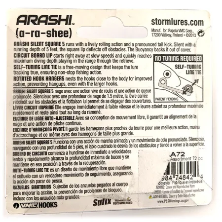 Storm Arashi Silent Square 5 Crankbait, Blu/Argento, 18g, Silent, #11951