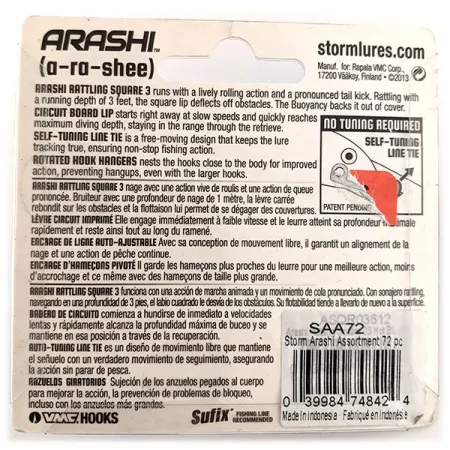 Storm Arashi Rattling Square 3 Crankbait, Blue Back Shad, 14g, #11952