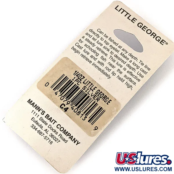 Mann's Bait Little George Tail-Spinner, Argento, 12g, Vintage, #12183