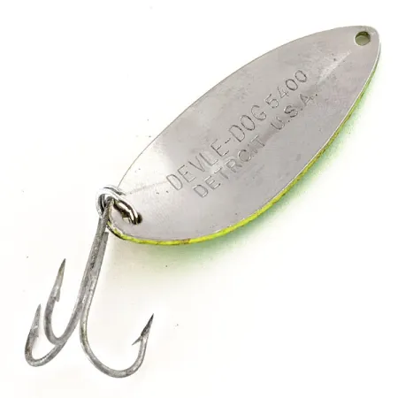 Dardevle Devle Dog 5400 UV Ondulante, Giallo/Verde/Nichel, 14g, #12409