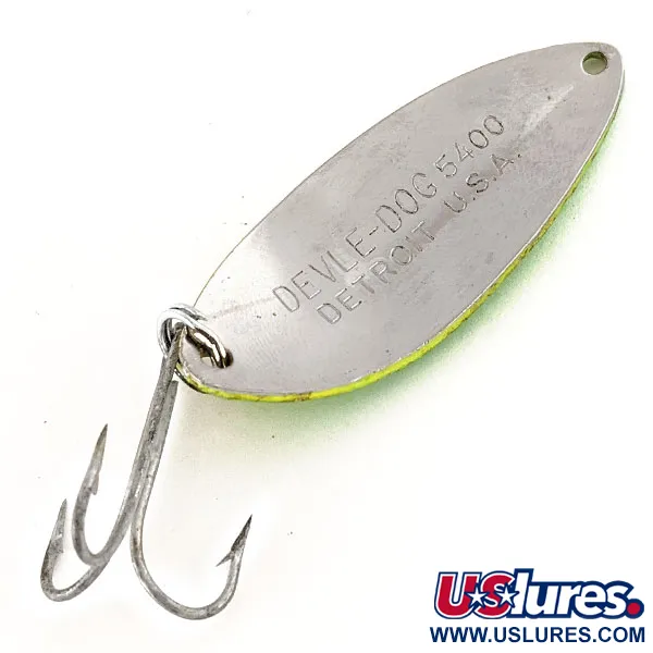 Dardevle Devle Dog 5400 UV Ondulante, Giallo/Verde/Nichel, 14g, #12409