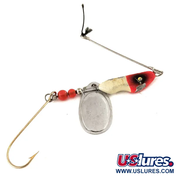 Erie Dearie Walleye Killer Spinner, Rosso/Bianco/Nichel, 14g, #12590
