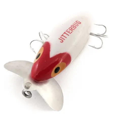 Fred Arbogast Jitterbug Esca Topwater, Rosso/Bianco, 10g, Metallo, #12931