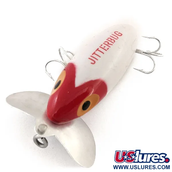 Fred Arbogast Jitterbug Esca Topwater, Rosso/Bianco, 10g, Metallo, #12931