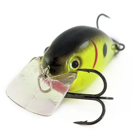 Strike King KVD 1.5 Silent, Black Back/Chartreuse, 12g, Crankbait Square Bill #17678