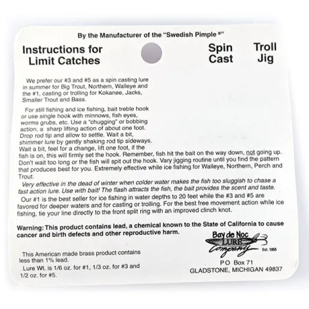 Bay de Noc Do-Jigger #3, 9g Ottone, Cucchiaino Ondulante #17193