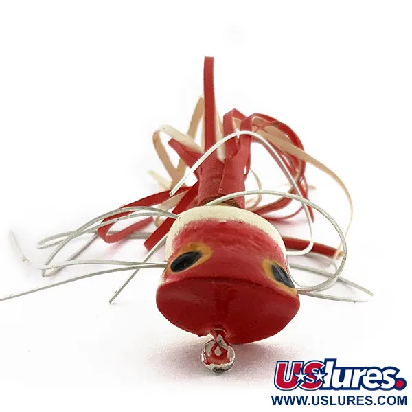 Fred Arbogast Hula Popper, 2,5g, Rosso/Bianco, Esca Topwater #18911