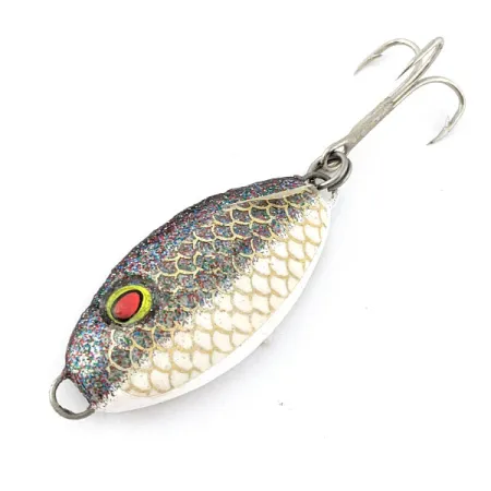 Bomber Slab, 35g, Bianco e Glitter, Spoon da Vertical Jigging #20170