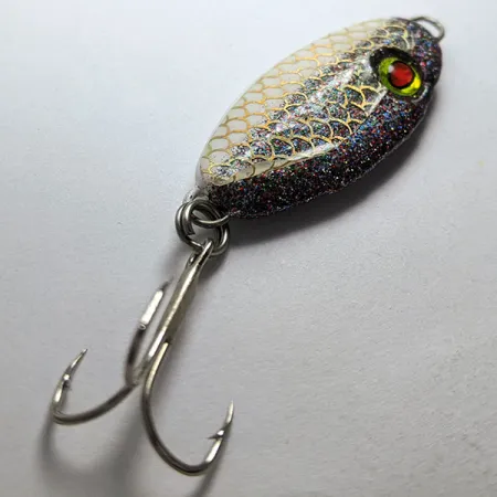 Bomber Slab, 35g, Bianco e Glitter, Spoon da Vertical Jigging #20170