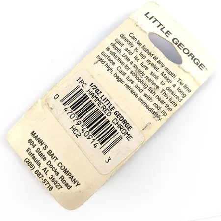 Mann's Little George, 14 g, Nickel/Blue, Tail Spinner #21555