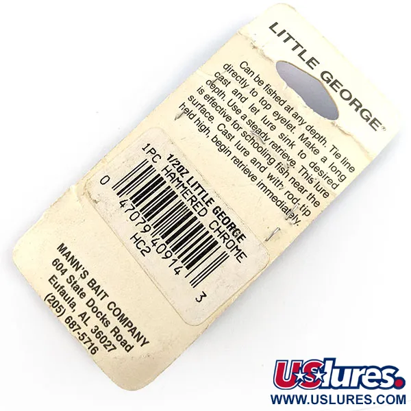 Mann's Little George, 14 g, Nickel/Blue, Tail Spinner #21555