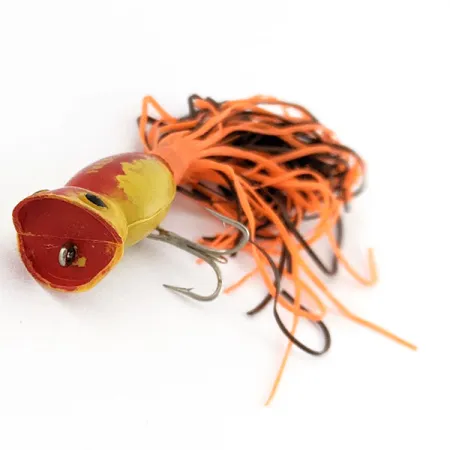 Fred Arbogast Hula Popper, Giallo e Rosso, 3g, Esca Topwater #22235