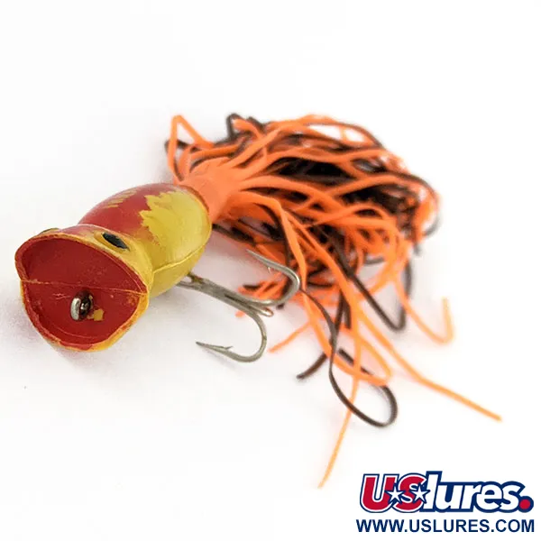 Fred Arbogast Hula Popper, Giallo e Rosso, 3g, Esca Topwater #22235