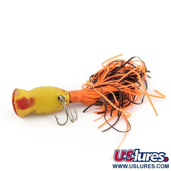 Fred Arbogast Hula Popper, Giallo e Rosso, 3g, Esca Topwater #22235