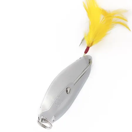 Crippled Alewive 9/0, 72g Cromo con Piume Gialle, Cucchiaino Ondulante #23148
