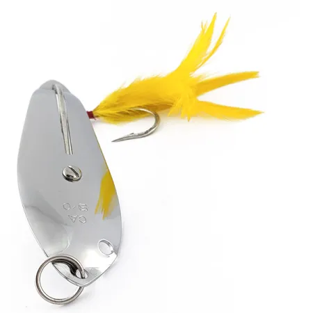 Crippled Alewive 9/0, 72g Cromo con Piume Gialle, Cucchiaino Ondulante #23148