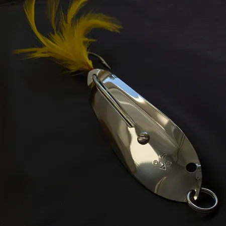 Crippled Alewive 9/0, 72g Cromo con Piume Gialle, Cucchiaino Ondulante #23148