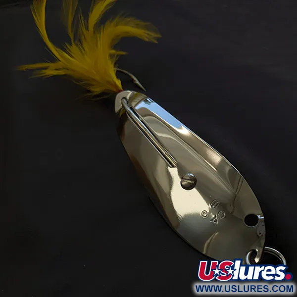 Crippled Alewive 9/0, 72g Cromo con Piume Gialle, Cucchiaino Ondulante #23148