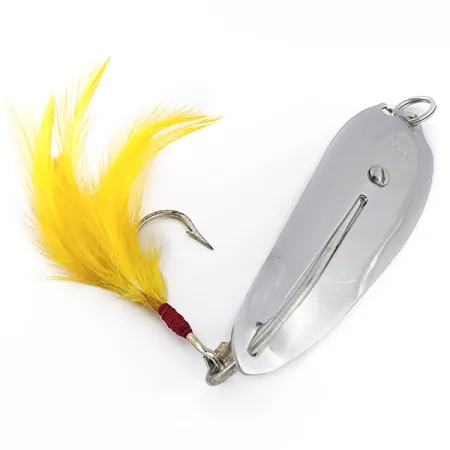 Crippled Alewive 9/0, 72g Cromo con Piume Gialle, Cucchiaino Ondulante #23148