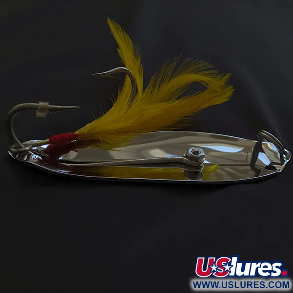 Crippled Alewive 9/0, 72g Cromo con Piume Gialle, Cucchiaino Ondulante #23148