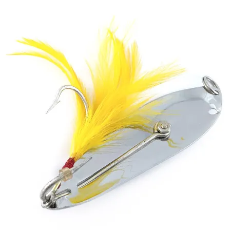 Crippled Alewive 9/0, 72g Cromo con Piume Gialle, Cucchiaino Ondulante #23148