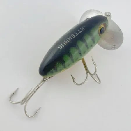 Fred Arbogast Jitterbug Early Bug Eye, 14g, Green Tiger, Esca Topwater #23902