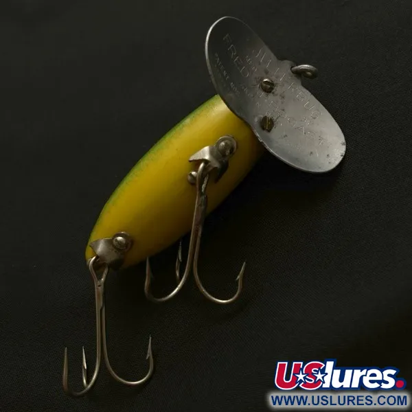 Fred Arbogast Jitterbug Early Bug Eye, 14g, Green Tiger, Esca Topwater #23902