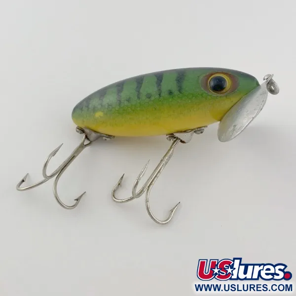 Fred Arbogast Jitterbug Early Bug Eye, 14g, Green Tiger, Esca Topwater #23902