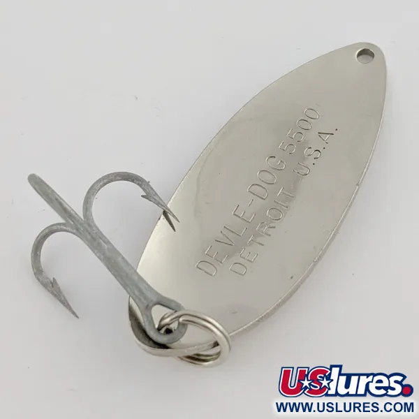 Eppinger Dardevle Devle Dog 5500 Detroit (anni '80), 21g Nichel, Ondulante #24271