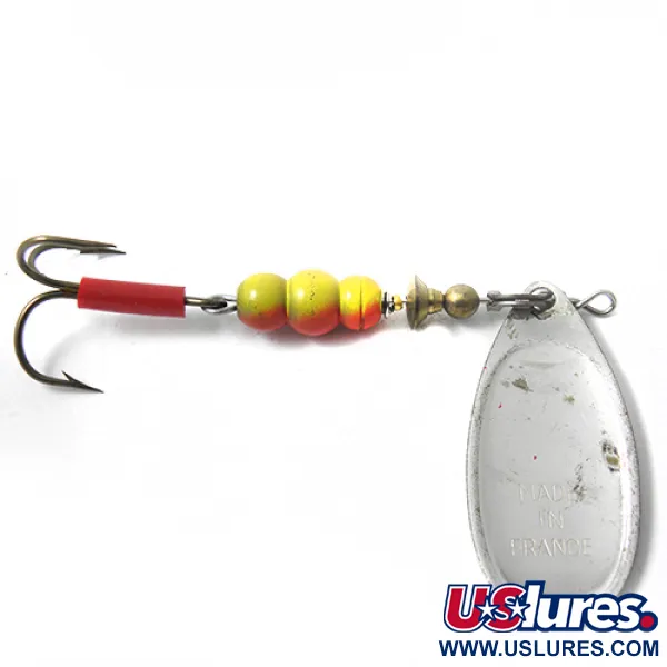 Mepps Aglia 4 Cucchiaino Rotante, Acciaio / Rosso, 9g, Pala Argento, #0050