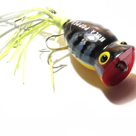 Fred Arbogast Hula Popper Esca Superficie, Verde/Giallo/Rosso, 7.5g, #0074